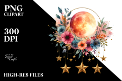 Vibrant Boho Moon Flowers Stars Product Image 2