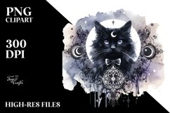 Watercolor Gothic Cat | Clipart Product Image 1