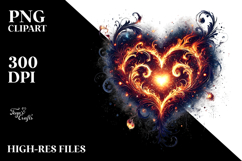 Digital Painting Heart Made of Fire, PNG Product Image 2