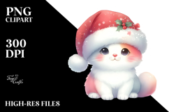 Cute Christmas Cat with Santa Hat PNG Product Image 2