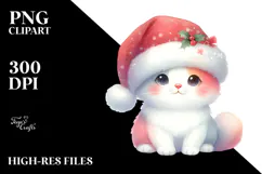 Cute Christmas Cat with Santa Hat PNG Product Image 2