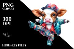 Baby Cow in Modern Dancer&#039;s Outfit PNG Product Image 1