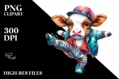 Baby Cow in Modern Dancer's Outfit PNG Product Image 1