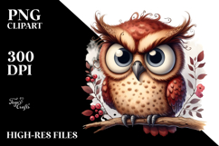 Funny Owl Sitting Sticker Clipart Product Image 2