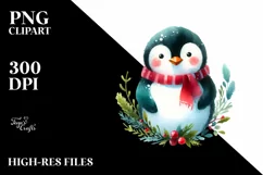 Colorful Christmas Penguin PNG Product Image 3