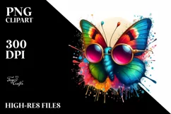 Quirky Vibrant Butterfly Sticker | Sublimation | Clipart Product Image 1
