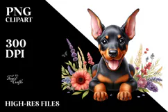 Happy Baby Doberman Pinscher PNG Product Image 2