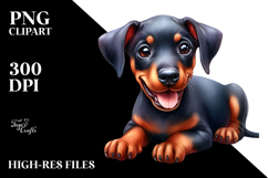 Watercolor Baby Doberman Pinscher PNG Product Image 2