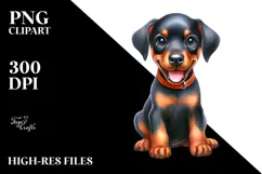 Happy Baby Doberman Pinscher PNG Product Image 2