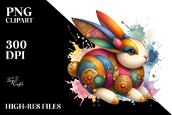 Wooden Bunny with Golden Details, PNG Product Image 2