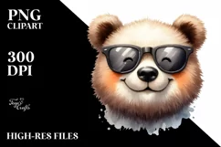Funny Cute Bear Portrait Sunglasses Clipart Product Image 1
