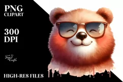 Funny Cute Bear Portrait Sunglasses Clipart Product Image 1