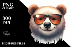 Funny Cute Bear Portrait Sunglasses Clipart Product Image 1