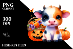 Cute Baby Cow Halloween Scenery | Sublimation | Clipart Product Image 2