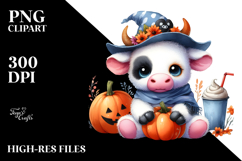 Cute Baby Cow Halloween Scenery | Sublimation | Clipart Product Image 2