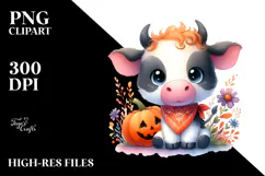 Cute Baby Cow Halloween Scenery | Sublimation | Clipart Product Image 2