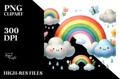 Cute Rainbow Between Clouds PNG Product Image 2