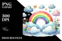 Cute Rainbow Between Clouds PNG Product Image 2