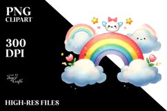 Cute Rainbow Between Clouds PNG Product Image 2