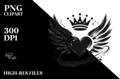 Simple Heart with Wings, Transparent PNG Product Image 2