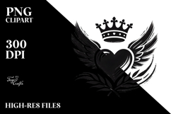 Heart with Wings and Crown, T-Shirt PNG Product Image 2