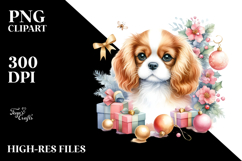 Cute Cavalier King Charles Spaniel Christmas PNG Product Image 2
