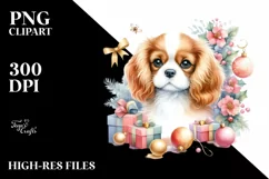 Cute Cavalier King Charles Spaniel Christmas PNG Product Image 3