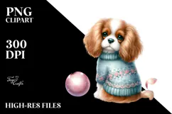 Cute Cavalier King Charles Spaniel Christmas PNG Product Image 2