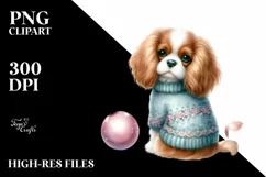Cute Cavalier King Charles Spaniel Christmas PNG Product Image 3