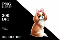 Cute Cavalier King Charles Spaniel Christmas PNG Product Image 3