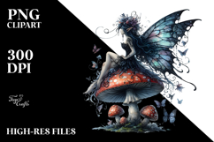 Gothic Fairy on Mushroom PNG Product Image 2