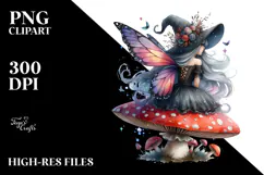 Gothic Fairy on Mushroom PNG Product Image 2