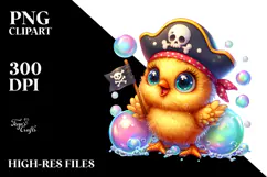 Vibrant Baby Chicken with Pirate Hat PNG Product Image 2