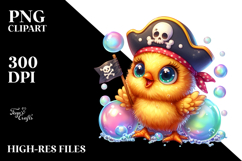 Vibrant Baby Chicken with Pirate Hat PNG Product Image 2