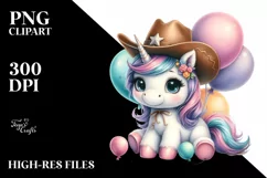Baby Unicorn Cowboy Clipart Product Image 1