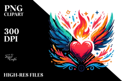 Colorful Heart with Wings, Transparent PNG Product Image 2