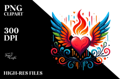 Colorful Heart with Wings, Transparent PNG Product Image 2