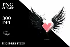 Paintbrush Heart with Wings PNG Product Image 2