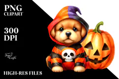 Cute Baby Dog Dressed for Halloween | Sublimation | Clipart Product Image 2