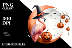 Halloween Flamingo on Moon, Transparent PNG Product Image 2