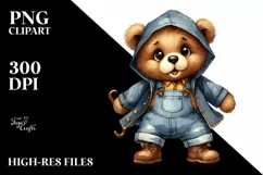 Baby Bear Big Eyes Farm Jeans Standing Up Product Image 3