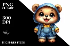 Baby Bear Big Eyes Farm Jeans Standing Up Product Image 3