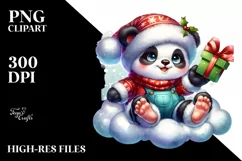 Retro Baby Panda in Winter Clothes PNG Product Image 1