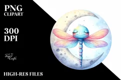 Colorful Baby Dragonfly Sleeping on Moon | Sublimation | Product Image 3