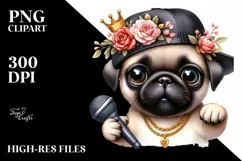 Funny Baby Pug Hip Hop Clipart Product Image 3