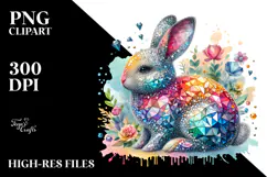 Colorful Bunny Made of Diamonds, PNG Product Image 2