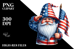 Detailed Patriotic Farmer Gnome | USA Colors Clipart Product Image 2