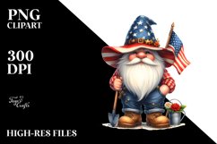 Detailed Patriotic Farmer Gnome | USA Colors Clipart Product Image 1