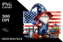 Detailed Patriotic Farmer Gnome | Clipart Product Image 3