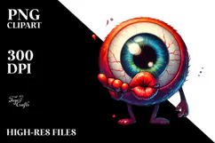 Funny Eyeball Monster Blowing Kiss PNG Product Image 2
